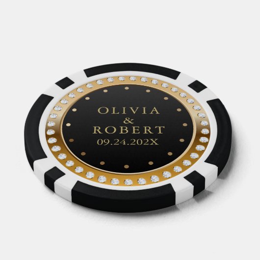 Zwart en goud diamanten bruiloft poker chips (Enkel)