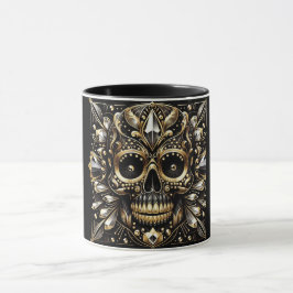 Zwart en Goud Diamond Skull Mok