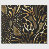 Zwart en Goud Dierenprint (10) Cadeaupapier (Vlak)
