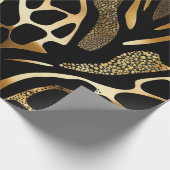 Zwart en Goud Dierenprint (10) Cadeaupapier (Hoek)