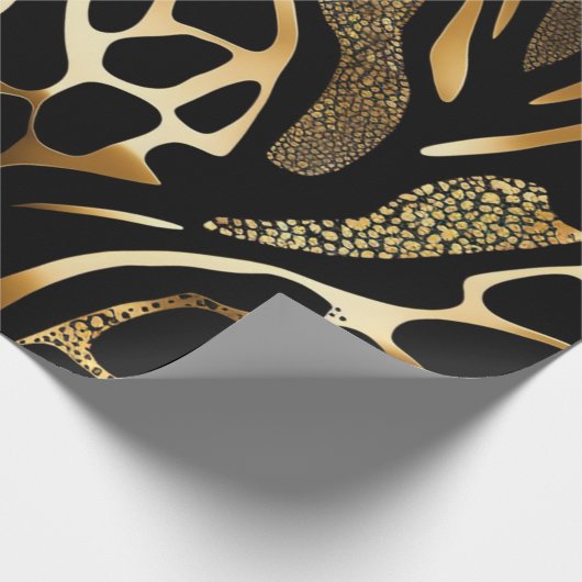 Zwart en Goud Dierenprint (10) Cadeaupapier (Hoek)