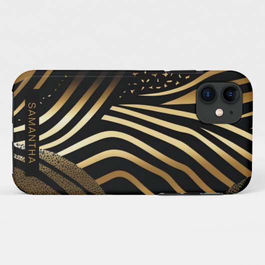 Zwart en Goud Dierenprint (10) Case-Mate iPhone Case (Achterkant (horizontaal))