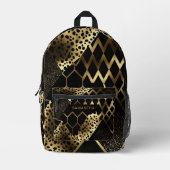 Zwart en Goud Dierenprint (6) Bedrukte Rugzak (Voorkant)