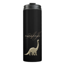 Zwart en Goud Dinosaur Silhouet Monogram Naam