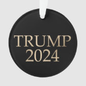 Zwart en Goud Donald Trump 2024 Ornament (voorkant)