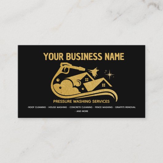 Zwart en goud druk wassen Power Wash Window Visitekaartje (Voorkant)