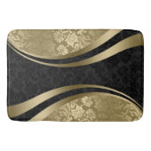 Zwart en goud dynamische geometrische damast badmat (Voorkant)
