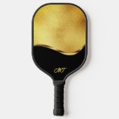Zwart en Goud Dynamische Streep Pickleball Paddle (Achterkant)