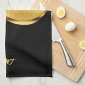 Zwart en Goud Dynamische Streep Theedoek (Quarter Fold)