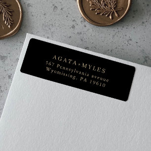 Zwart en goud eenvoudig formeel retouradres etiket