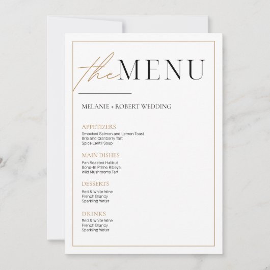 Zwart en goud eenvoudige minimalistische bruiloft  kaart (Voorkant)