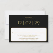 Zwart En Goud Eenvoudige Speciale Datum Trouwdag RSVP Kaartje (Voorkant)
