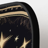 Zwart en Goud Eerie Gotische Zon Maan Monogram Pickleball Paddle (Links Detail)