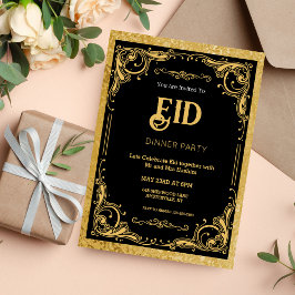 Zwart en Goud  Eid Party Invitation Kaart