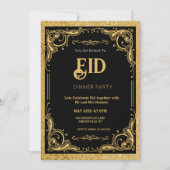 Zwart en Goud  Eid Party Invitation Kaart (Voorkant)
