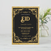 Zwart en Goud  Eid Party Invitation Kaart (Staand voorkant)