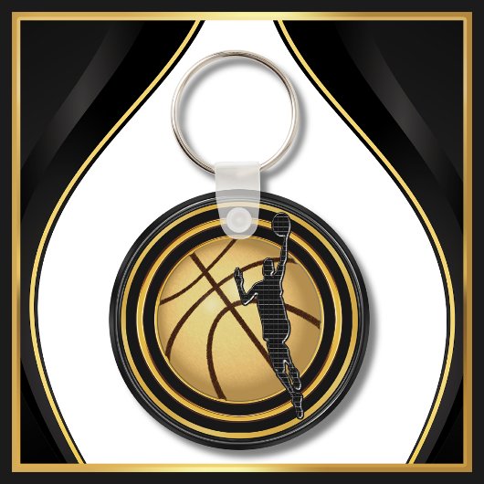 Zwart en Goud, einde van het seizoen Basketbal Gif Sleutelhanger