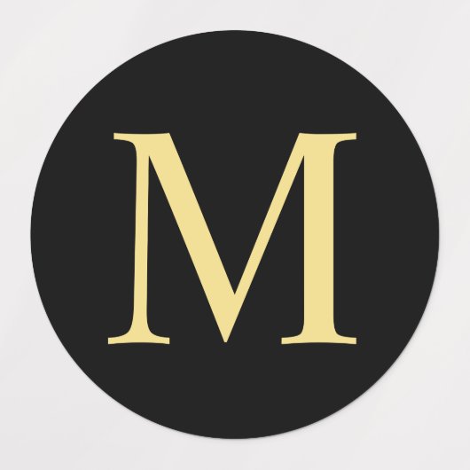 Zwart en goud elegan monogram labels (Design 1)