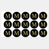 Zwart en goud elegan monogram labels (Vel)