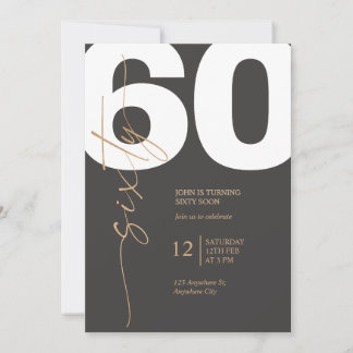 Zwart en goud elegant 60ste verjaardagsfeest kaart