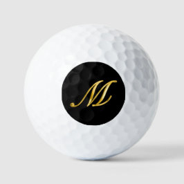 Zwart en Goud Elegant Aangepast Monogram Golfballen