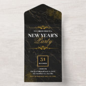 ZWART EN GOUD ELEGANT AANGEPASTE NIEUWJAARSFEEST ALL IN ONE UITNODIGING (Binnen)