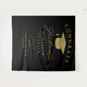 Zwart en goud Elegant Afstuderen Foto achtergrond Wandkleed (Voorkant (horizontaal))