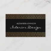 Zwart en goud Elegant Art Deco Interieurontwerp Visitekaartje (Voorkant)