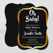 Zwart en Goud Elegant Baby shower Kaart (Voorkant / Achterkant)