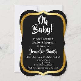 Zwart en Goud Elegant Baby shower Kaart