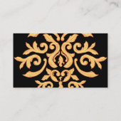 Zwart en goud Elegant Barok Damask voor hem Visitekaartje (Achterkant)