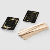 Zwart en goud Elegant Bloemen Trouwprogramma Handwaaier (Niet-gemonteerd)