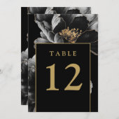 Zwart en goud elegant bloemrijk chic tafelnummer (Voorkant / Achterkant)