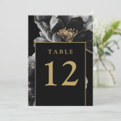Zwart en goud elegant bloemrijk chic tafelnummer (Staand voorkant)
