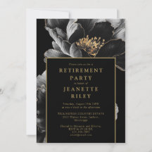 Zwart en goud elegant bloemstuk pensioenfeest