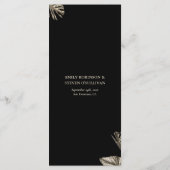Zwart en Goud Elegant Botanische Bruiloft Menu (Achterkant)