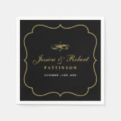 Zwart en goud | Elegant Classic Wedding Napkin Servet (Voorkant)