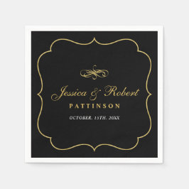 Zwart en goud | Elegant Classic Wedding Napkin Servet