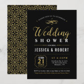 Zwart en goud | Elegant Couples Wedding Shower Kaart (Voorkant / Achterkant)
