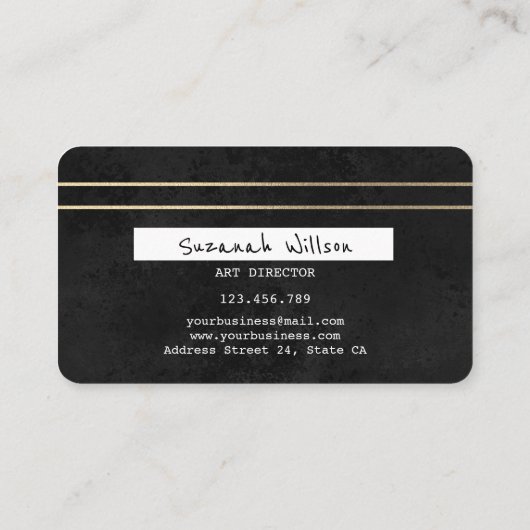 Zwart en Goud Elegant Credit Kaart Stijl Visitekaartje (Achterkant)