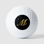 Zwart en Goud Elegant Custom Monogram Golfballen (Voorkant)