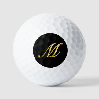 Zwart en Goud Elegant Custom Monogram Golfballen