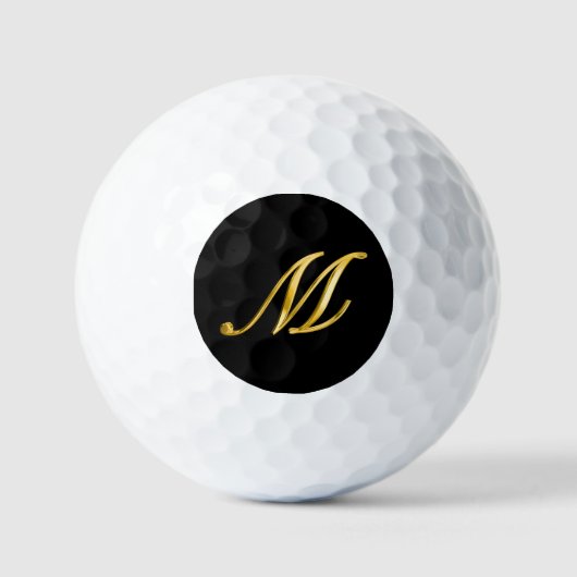 Zwart en Goud Elegant Custom Monogram Golfballen (Voorkant)