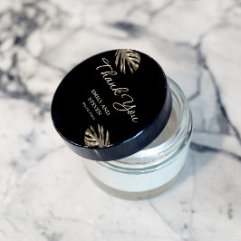 Zwart en Goud Elegant Dank u Trouwgunst Ronde Sticker