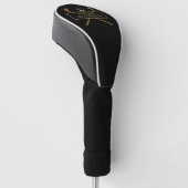 Zwart en goud elegant gepersonaliseerd golfheadcover (Schuin)