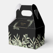 Zwart en goud elegant groen huwelijk bedankdoosjes (Achterkant)