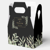 Zwart en goud elegant groen huwelijk bedankdoosjes (Geopend)