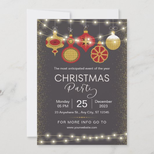 Zwart en Goud Elegant Kerstfeest Flyer Kaart (Voorkant)