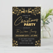 Zwart en Goud Elegant Kerstfeest Kaart (Staand voorkant)