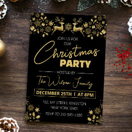 Zwart en Goud Elegant Kerstfeest Kaart